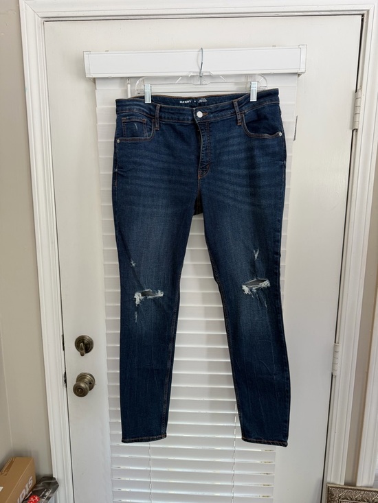 Old Navy Denim - Old Navy Dark Blue Skinny Distressed Jeans